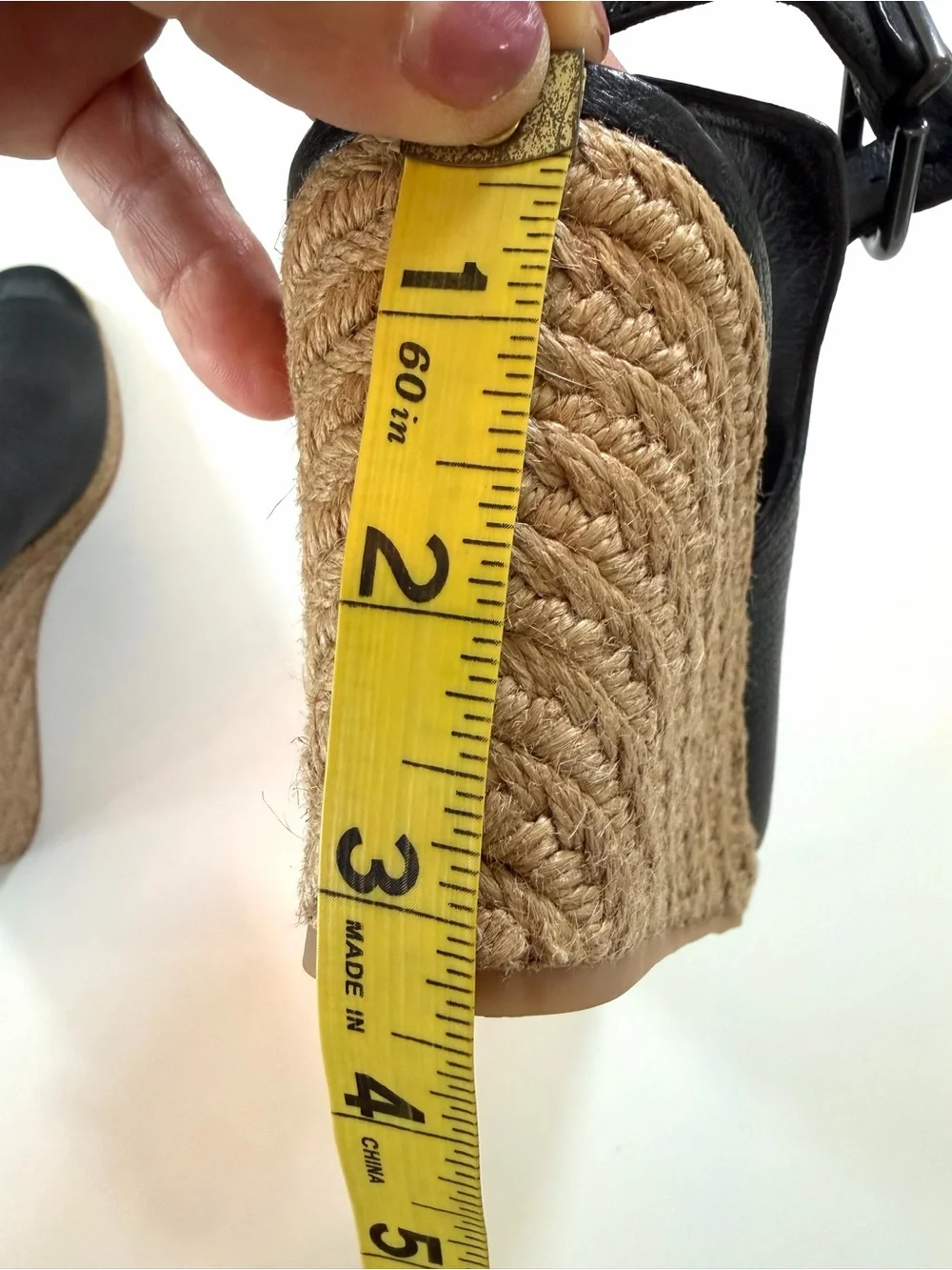 Via Spiga Ingrid Black Leather Espadrille Wedge Sandals US 7